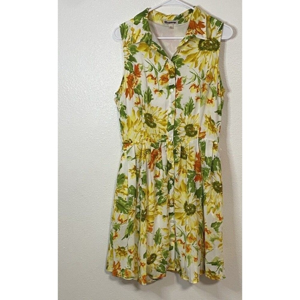 Womens Vintage db Fit & Flare Collared Floral Lined Dress Size 12 - Picture 7 of 16